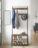 VASAGLE Garderobenständer mit Schuhbank 3-in-1 Design Braun/Schwarz Bild 1