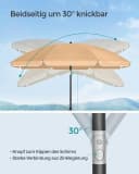 SONGMICS Sonnenschirm 160cm UPF 50+ mit Tragetasche ohne Ständer Bild 3