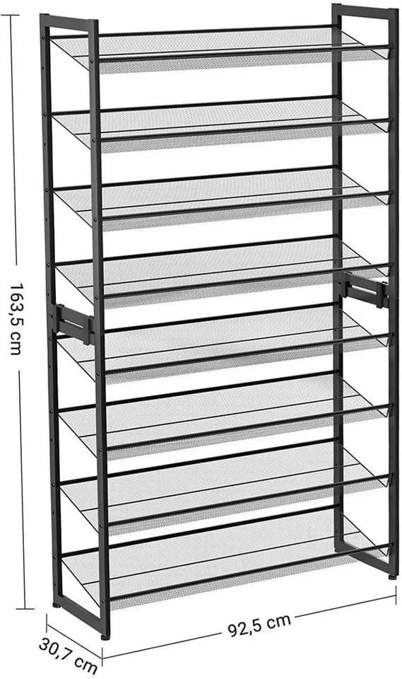 SONGMICS Schuhregal Grau/Schwarz Verstellbare Schuhablage 8 Ablagen - Bild 5