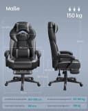 SONGMICS Bürostuhl Grau mit Fußstütze und ergonomischem Design Bild 4
