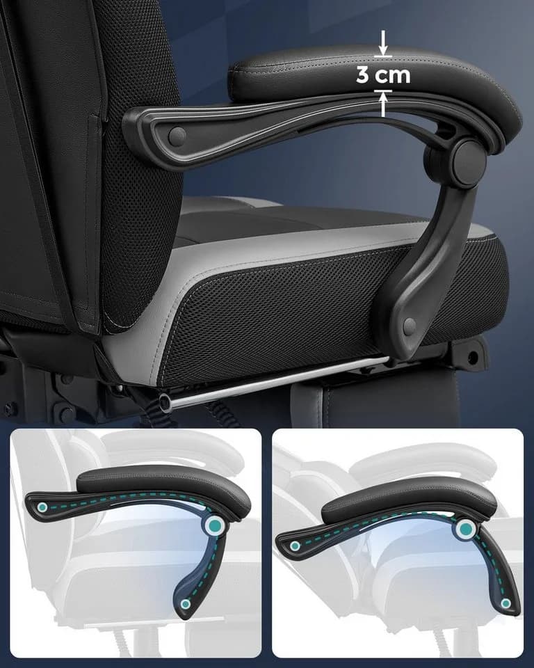 SONGMICS Bürostuhl Grau mit Fußstütze und ergonomischem Design - Bild 5