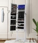 SONGMICS Schmuckschrank Spiegelschrank Weiß mit LED Beleuchtung Bild 1
