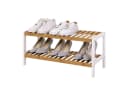 SONGMICS Schuhregal Bambus 2 Ebenen Beige Bild 2