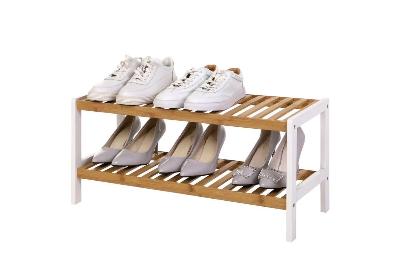 SONGMICS Schuhregal Bambus 2 Ebenen Beige - Bild 2