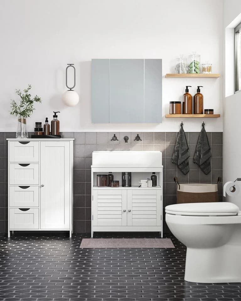 VASAGLE Badschrank mit 4 Schubladen und verstellbarer Ablage - Bild 3