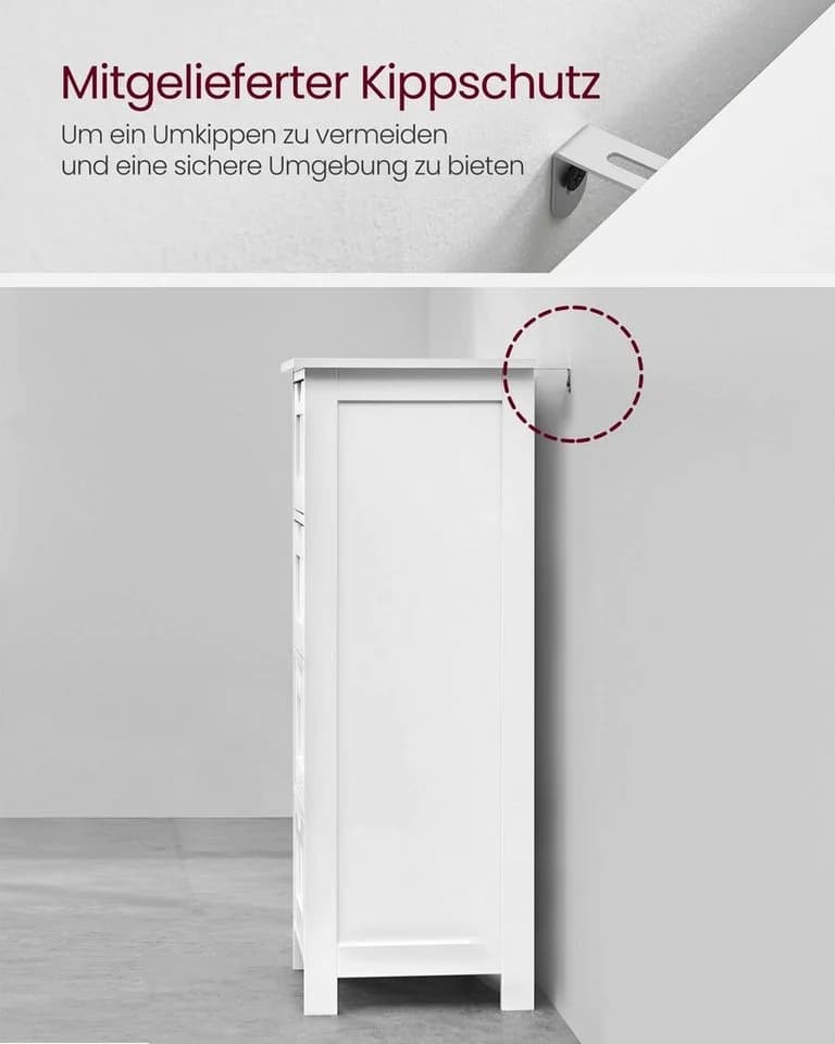 VASAGLE Badkommode mit 4 Schubladen Weiß/Grau - Bild 5