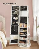 SONGMICS Schmuckschrank mit Standspiegel Weiß/Grau Bild 1
