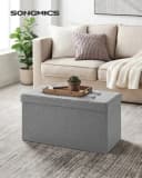 SONGMICS Sitzhocker mit Stauraum Hellgrau Leinenimitat Bild 1