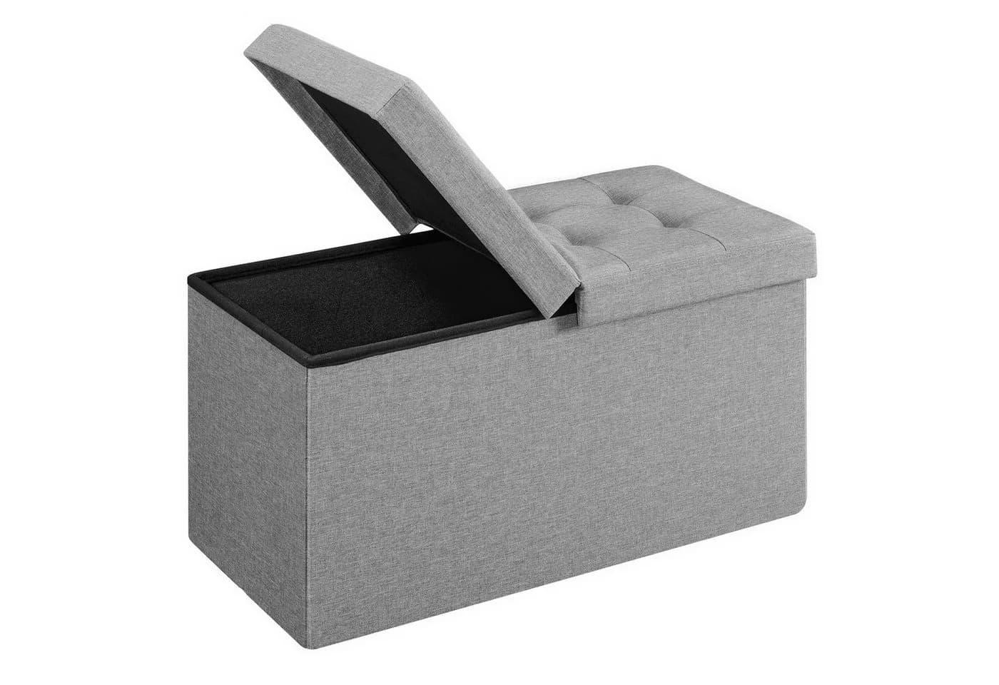 SONGMICS Sitzhocker mit Stauraum Hellgrau Leinenimitat - Bild 2