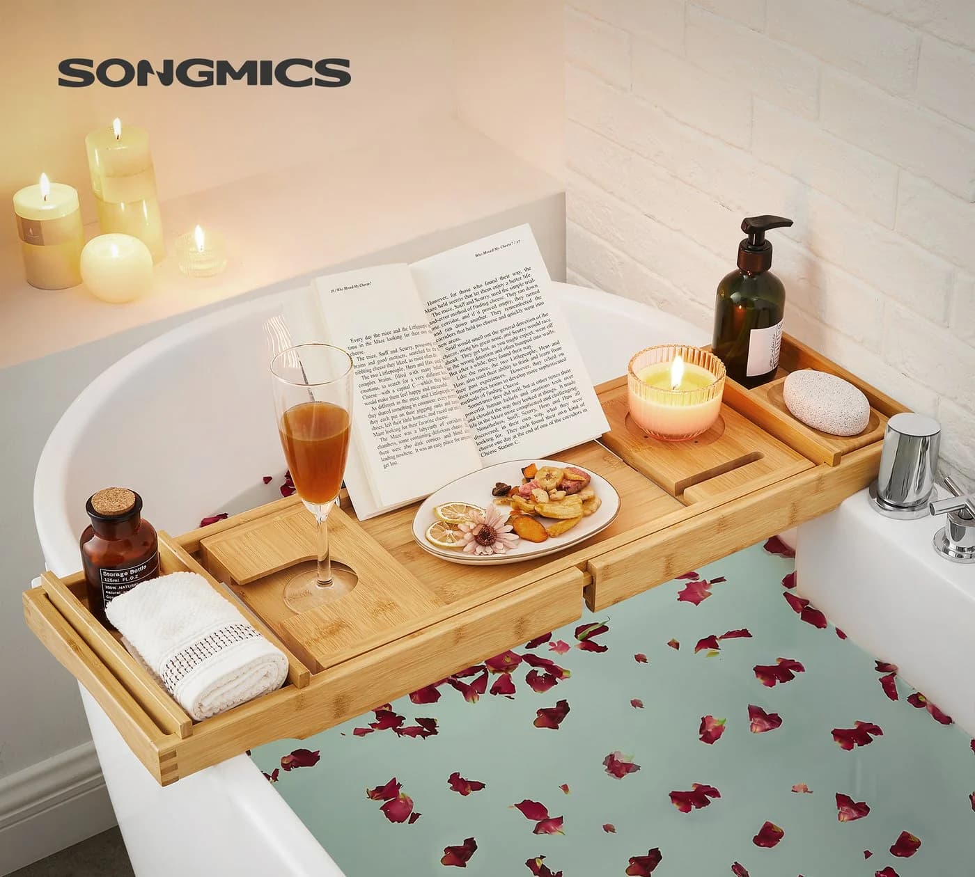 SONGMICS Badewannenablage Bambus Verstellbar mit Halterungen - Bild 4