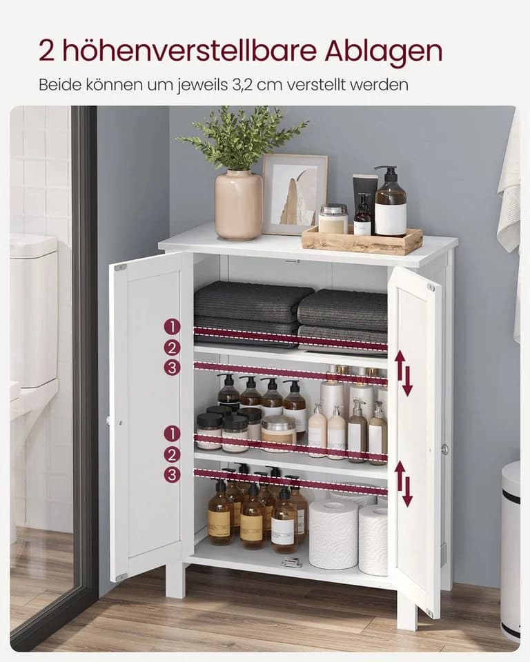 VASAGLE Badkommode Skandinavisch Weiß Grau - Bild 4