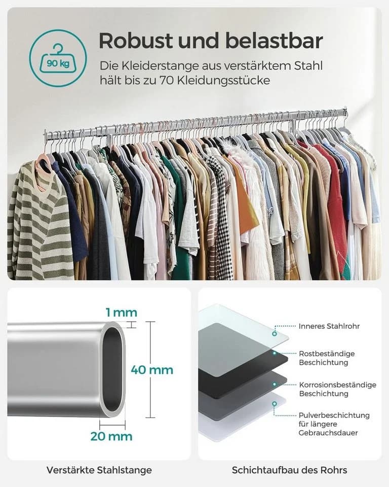 SONGMICS Kleiderständer auf Rollen bis 90 kg belastbar - Bild 3