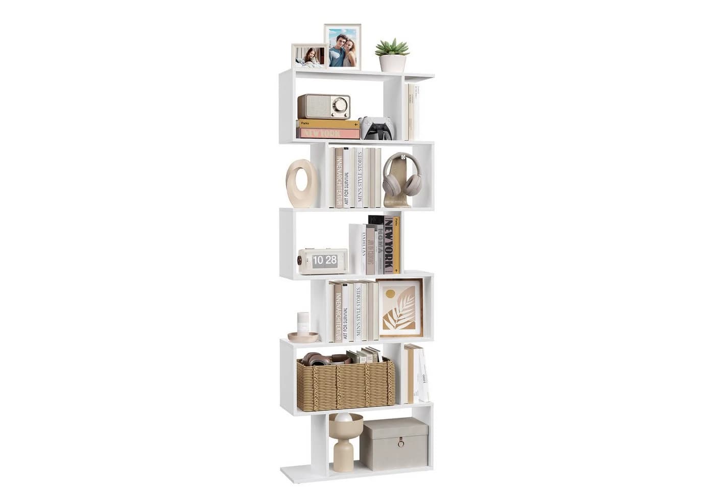 VASAGLE Bücherregal 6 Fächer Weiß Holzwerkstoff