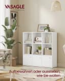 VASAGLE Bücherregal Weiß 3 Fächer mit Türen Bild 1