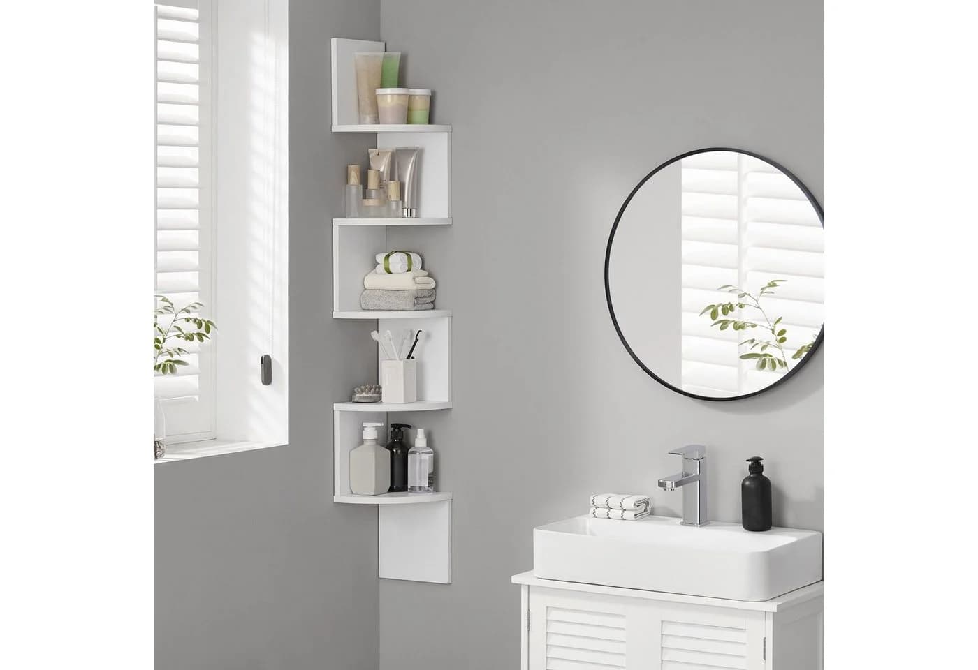 VASAGLE Eckregal Weiß 5 Ablagen Wandregal Modern - Bild 4