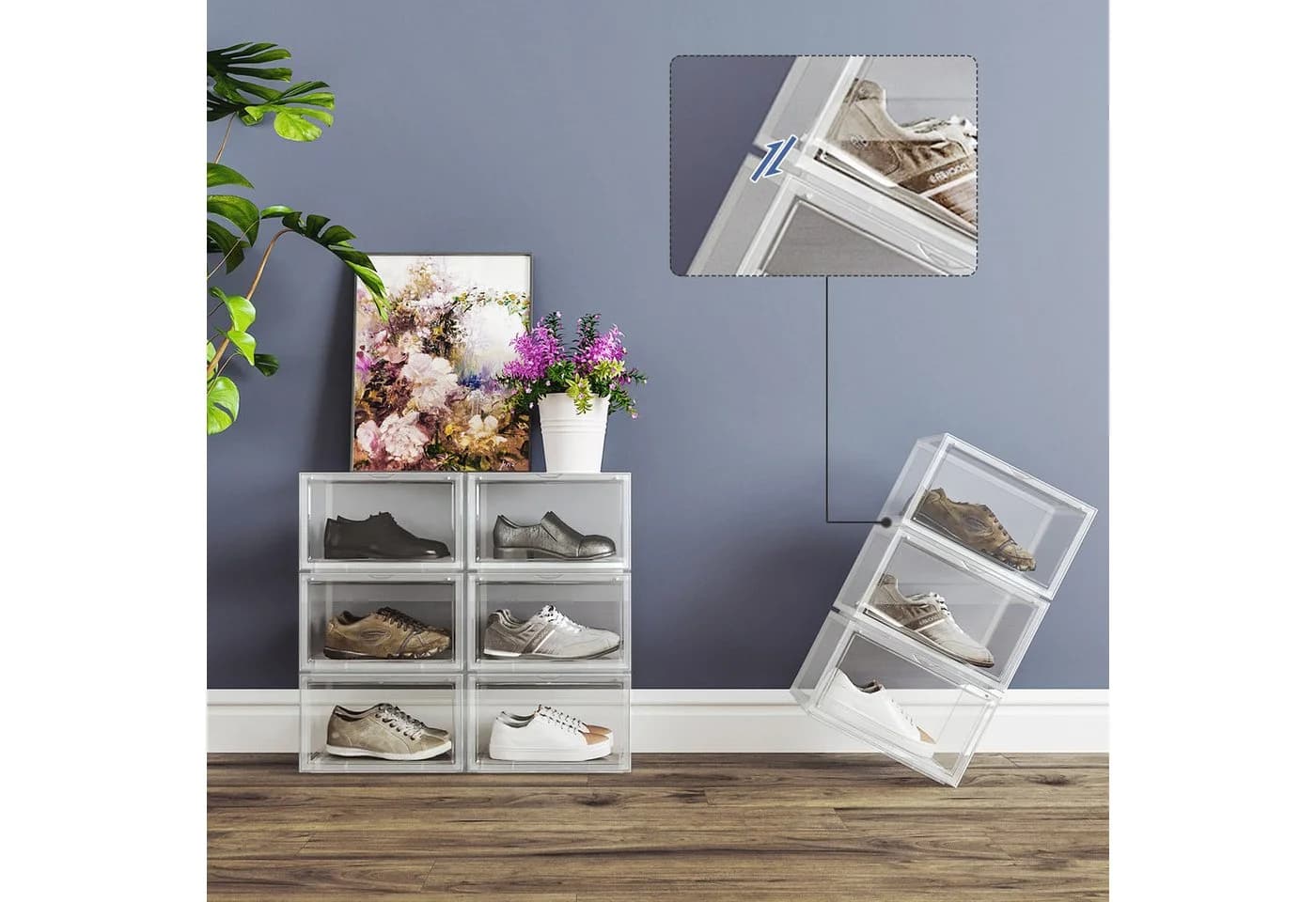SONGMICS Schuhbox 6er Set Stapelbar Transparent - Bild 4