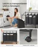 SONGMICS Wäschekorb mit 4 abnehmbaren Taschen Beige/Grau/Schwarz Bild 5