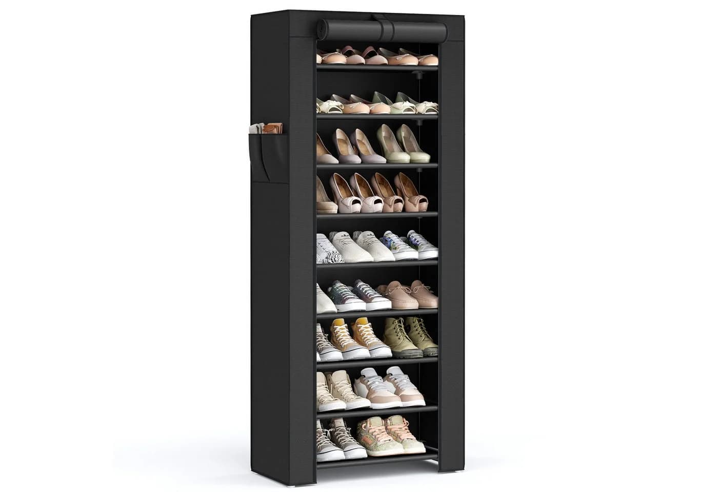 SONGMICS Stoffschrank Schuhschwarz Schwarz mit Ablagen - Bild 2