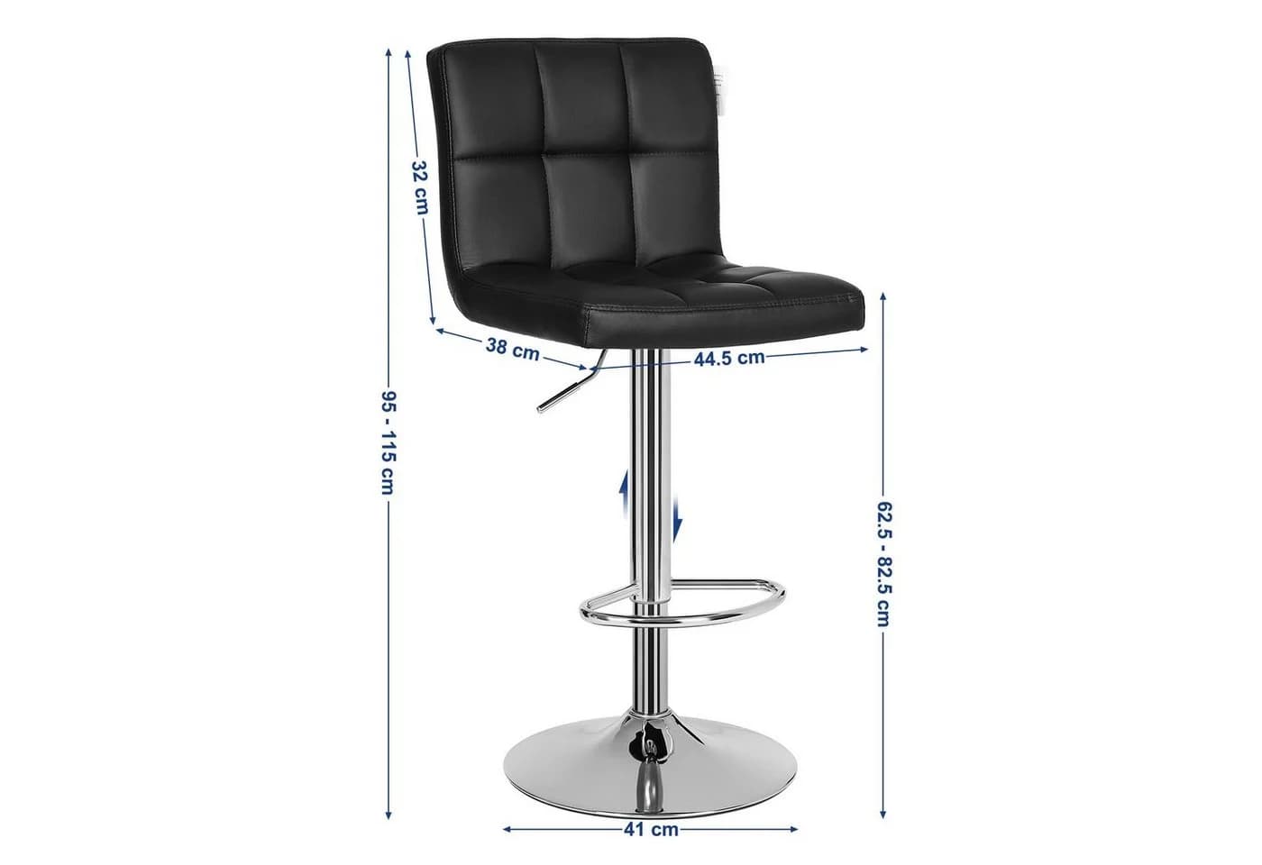 SONGMICS Barhocker LJB64B Schwarz mit Lehne höhenverstellbar - Bild 4