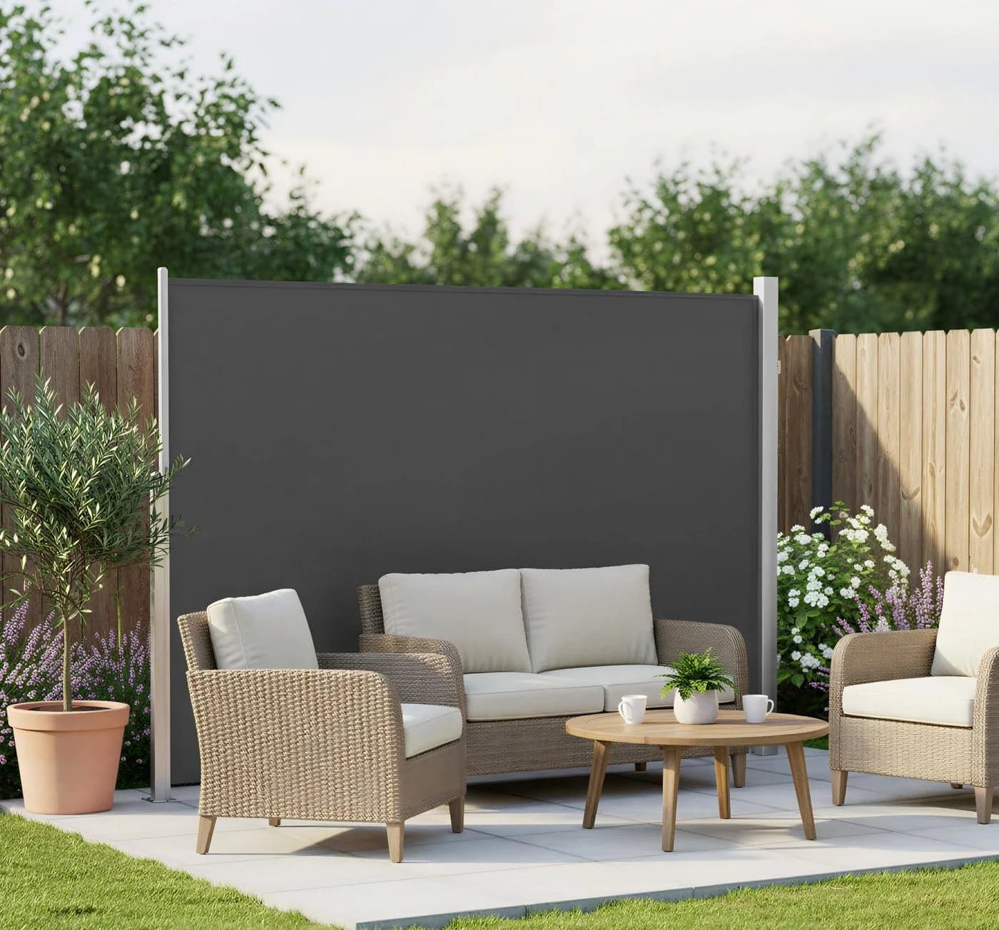 SONGMICS Seitenarmmarkise Alu Sichtschutz 280 g/m² Windschutz ausziehbar - Bild 2