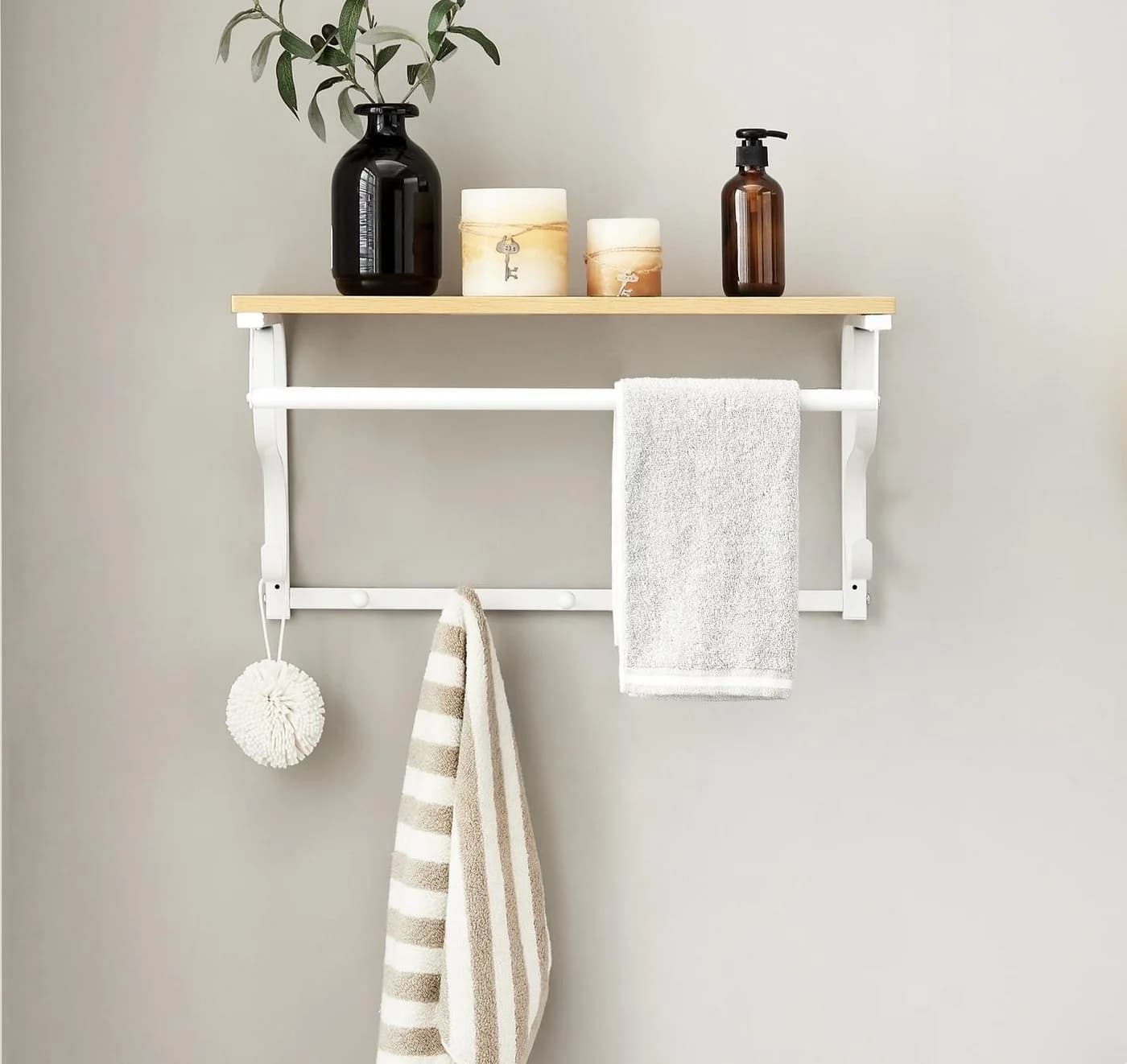 VASAGLE Wandgarderobe mit Ablage und Haken Weiß - Bild 2