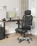 SONGMICS Bürostuhl Schwarz mit Wippfunktion und Universalrollen Bild 1