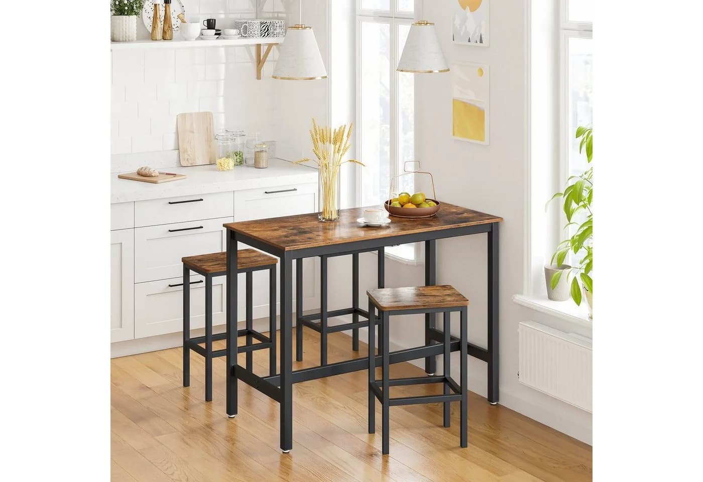 VASAGLE Barhocker Set 2er Braun Holzspanplatte Stahl - Bild 5
