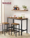 VASAGLE Bartisch-Set mit 2 Stühlen Industrie-Design Dunkelbraun Bild 1