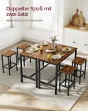 VASAGLE Bartisch-Set mit 2 Stühlen Industrie-Design Dunkelbraun Bild 4