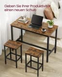 VASAGLE Bartisch-Set mit 2 Stühlen Industrie-Design Dunkelbraun Bild 5