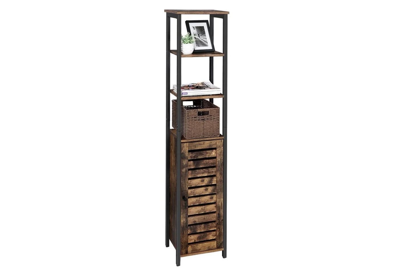 VASAGLE Hochschrank Standregal mit Schrank und 3 Ablagen, Industrie-Look - Bild 2