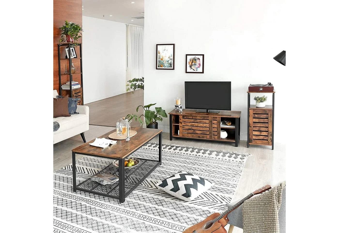 VASAGLE Hochschrank Standregal mit Schrank und 3 Ablagen, Industrie-Look - Bild 3