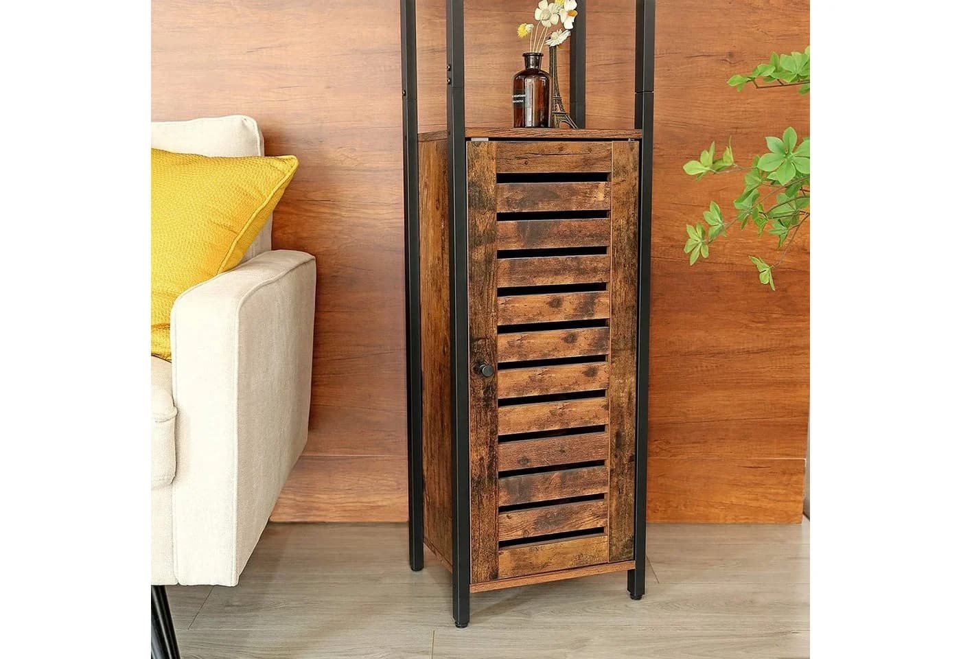 VASAGLE Hochschrank Standregal mit Schrank und 3 Ablagen, Industrie-Look - Bild 4