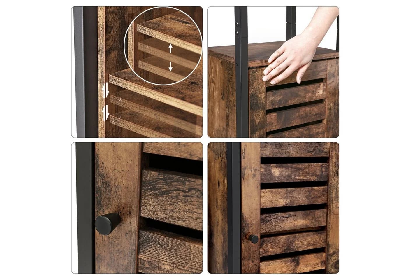 VASAGLE Hochschrank Standregal mit Schrank und 3 Ablagen, Industrie-Look - Bild 5