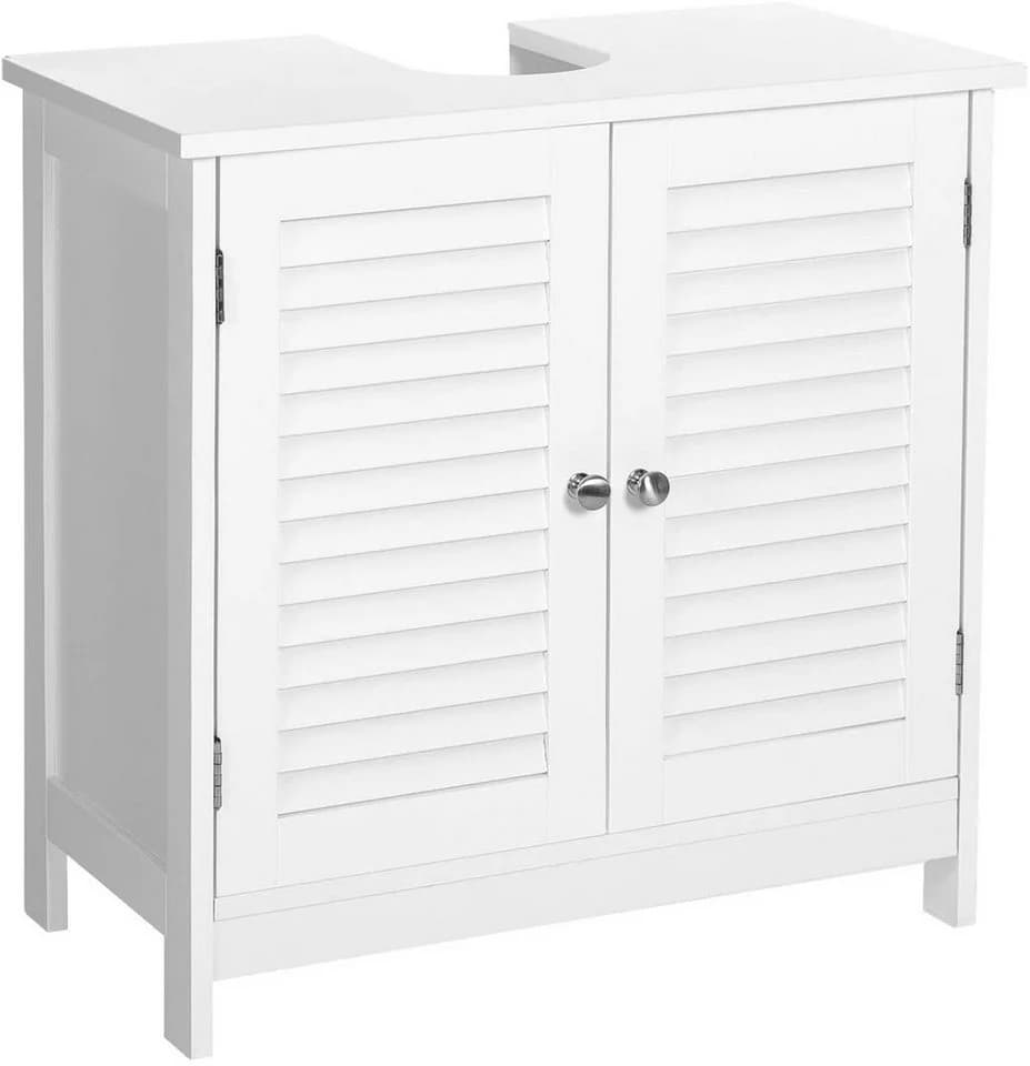 VASAGLE Waschbeckenunterschrank Weiß mit 2 Lamellentüren - Bild 2