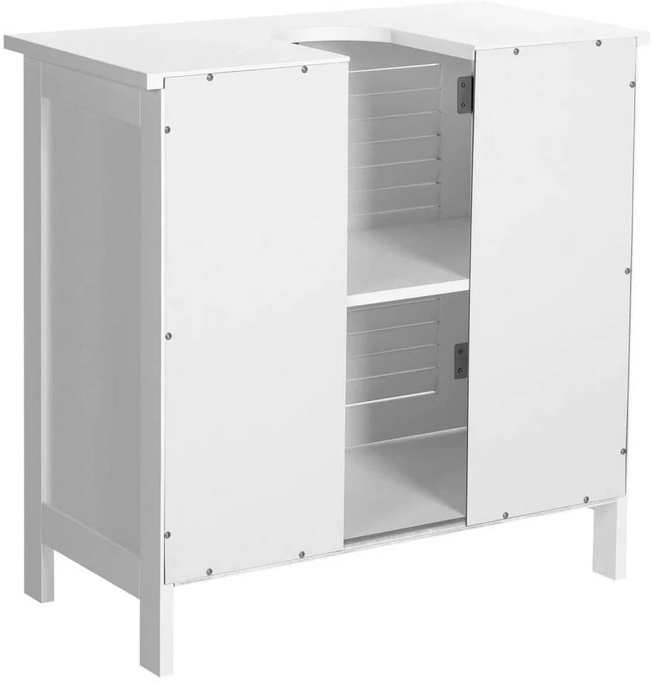 VASAGLE Waschbeckenunterschrank Weiß mit 2 Lamellentüren - Bild 5