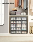 SONGMICS Schuhbox 18 St. Faltbar Transparent-Weiß Bild 1