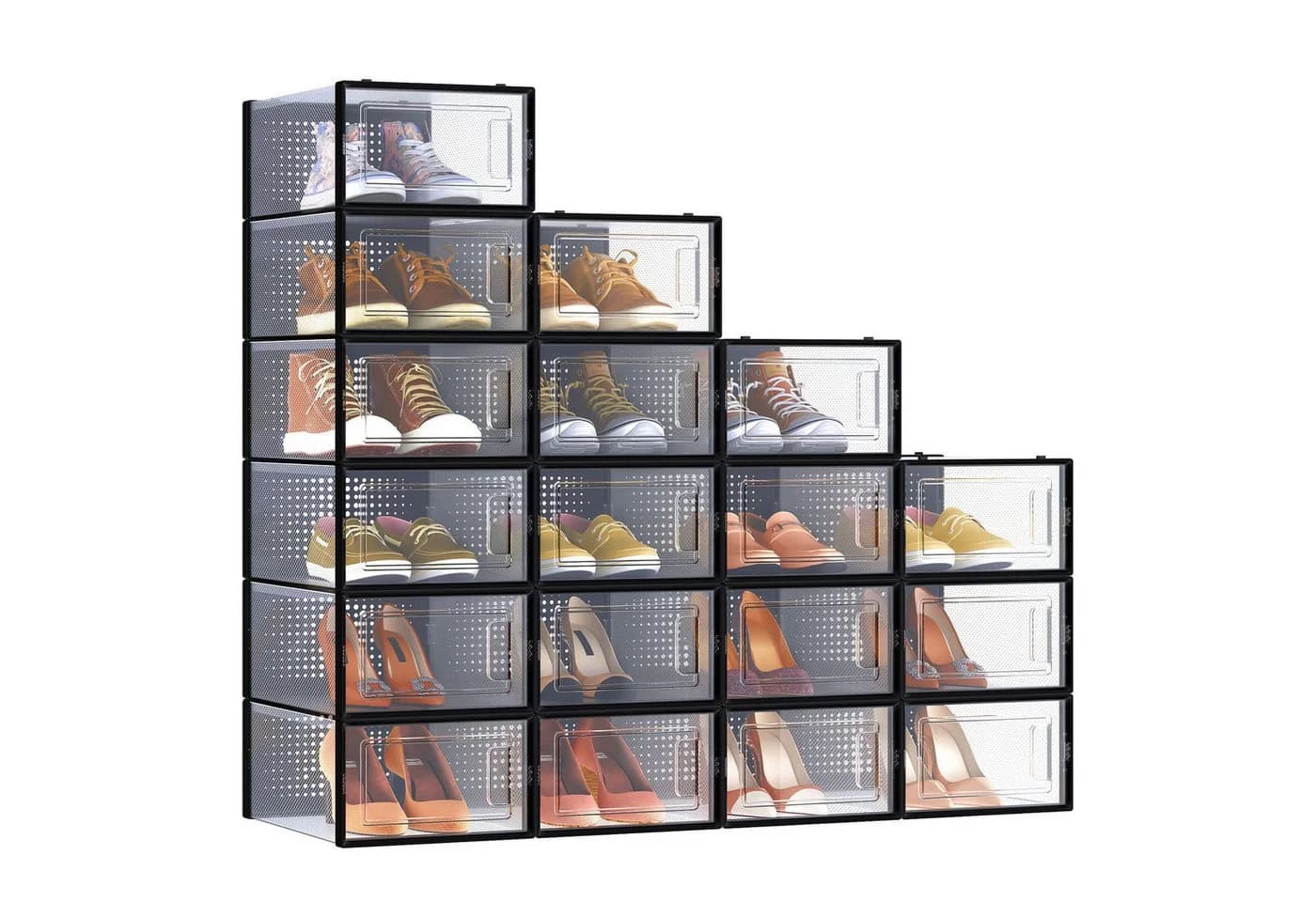 SONGMICS Schuhbox 18 St. Faltbar Transparent-Weiß - Bild 2