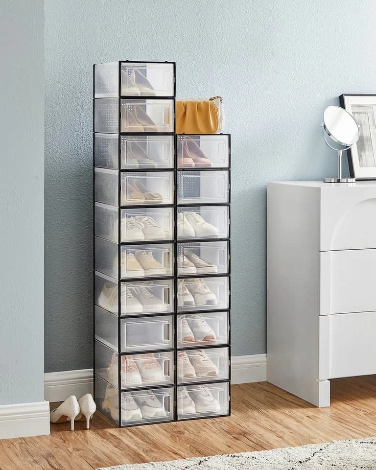SONGMICS Schuhbox 18 St. Faltbar Transparent-Weiß - Bild 3