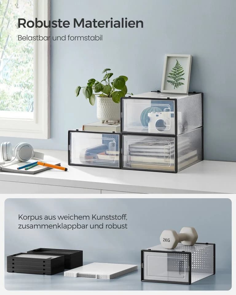 SONGMICS Schuhbox 18 St. Faltbar Transparent-Weiß - Bild 5