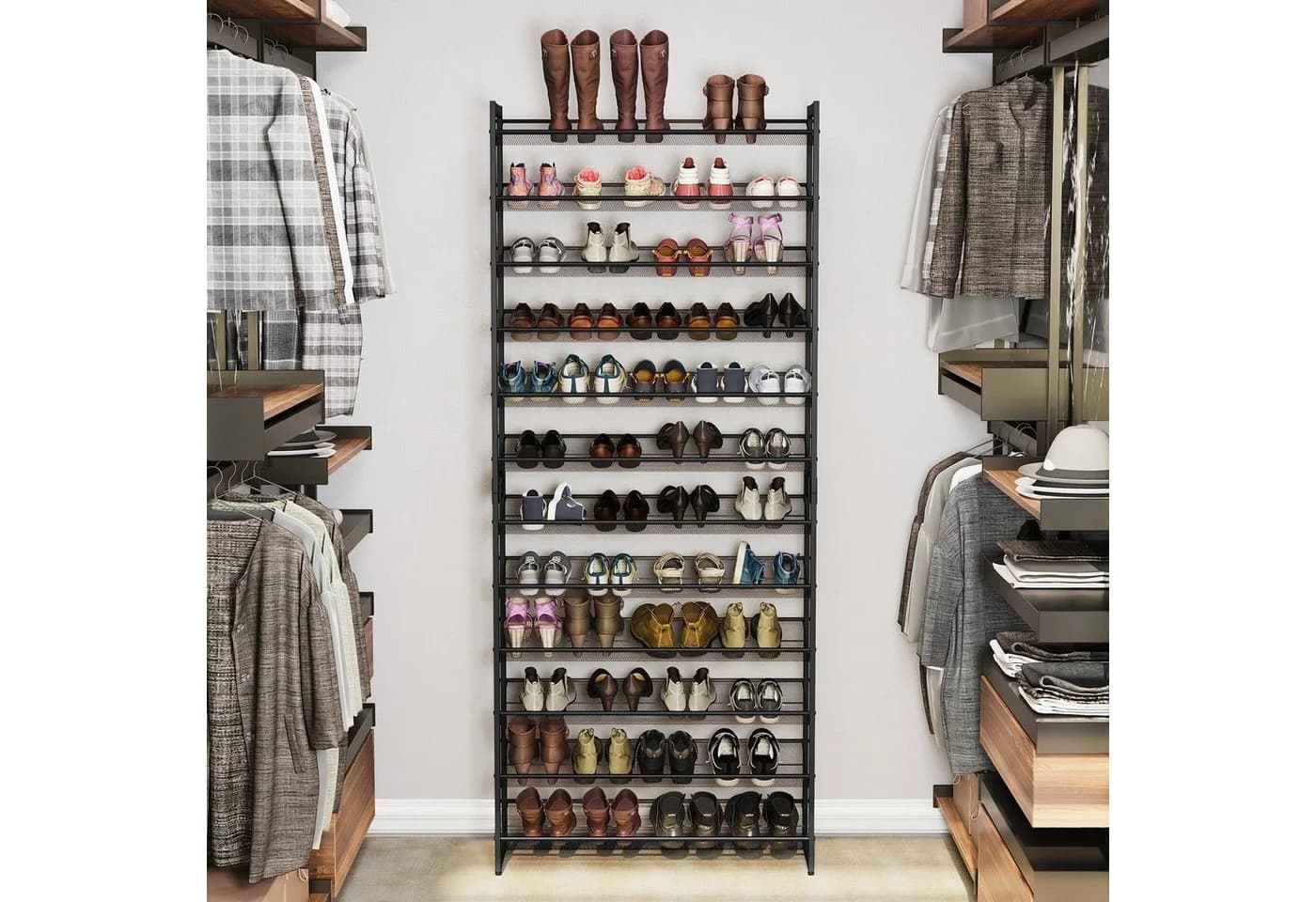 SONGMICS Schuhregal Schwarz 12 Ablagen Stapelbar - Bild 3