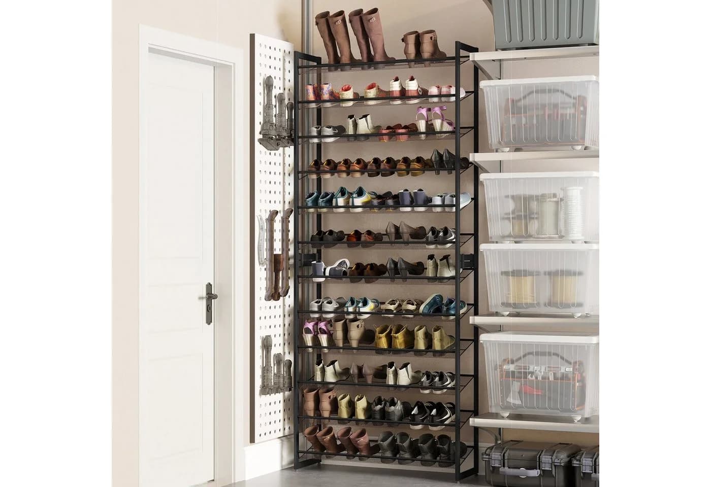 SONGMICS Schuhregal Schwarz 12 Ablagen Stapelbar - Bild 4