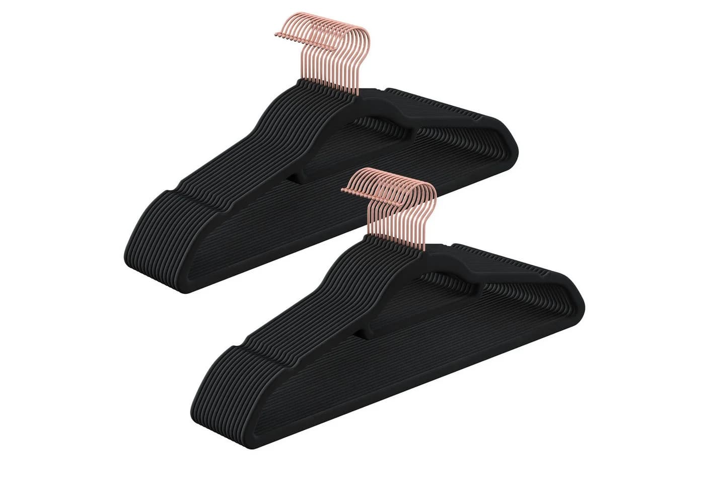 SONGMICS Samt Kleiderbügel 30-tlg. rutschfest Schwarz/Roségold - Bild 2