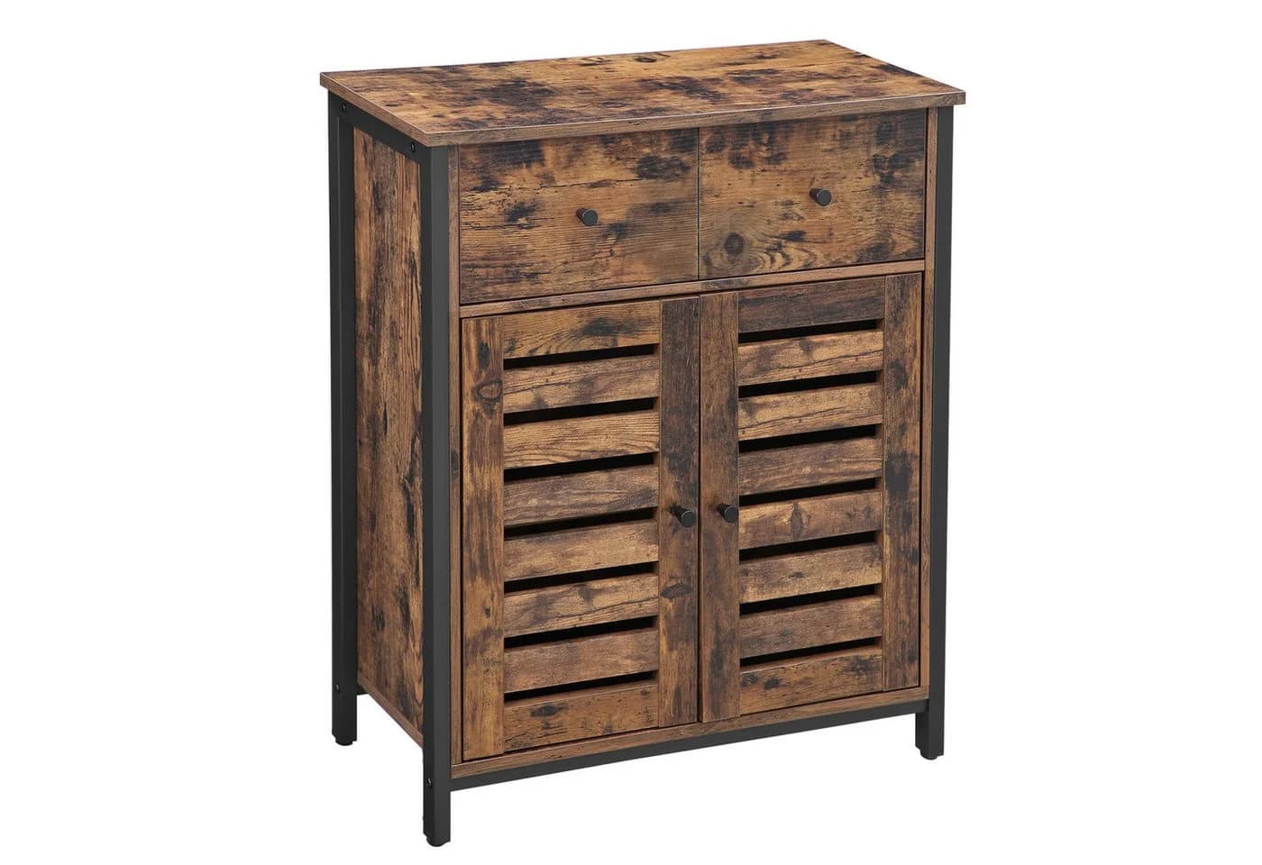 VASAGLE Sideboard Vintage Dunkelbraun mit Regal und Schublade
