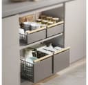 GarveeMore Küchenorganizer-Set Neu Spülbeckenregal aus Kohlenstoffstahl Ausziehbar Aufbewahrungsregal Bild 3