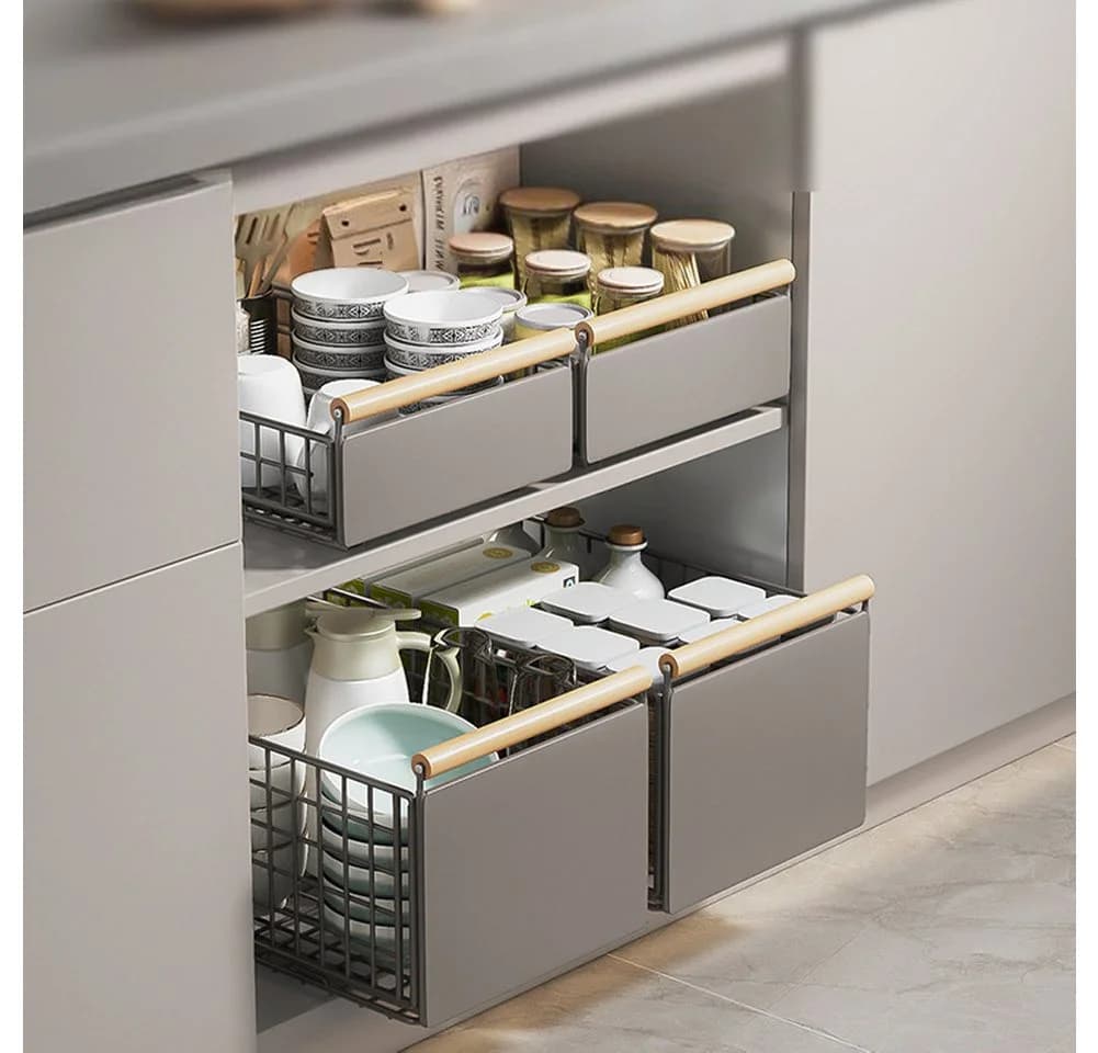 GarveeMore Küchenorganizer-Set Neu Spülbeckenregal aus Kohlenstoffstahl Ausziehbar Aufbewahrungsregal - Bild 3
