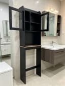 GarveeMore Badregal Toilette Aufbewahrungsschrank Weiß mit verstellbaren Regalen Bild 1