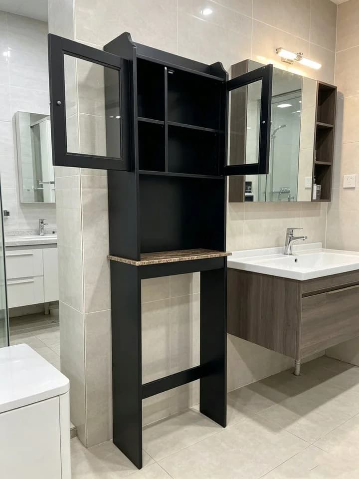 GarveeMore Badregal Toilette Aufbewahrungsschrank Weiß mit verstellbaren Regalen