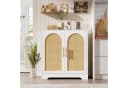 GarveeMore Sideboard Buffet Schrank mit Rattan Türen Weiß Bild 2