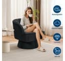 GarveeMore Drehsessel 360-Grad-Sessel mit Samtpolsterung, gestreifter Rückenlehne, für Wohnzimmer, Schlafzimmer Bild 3